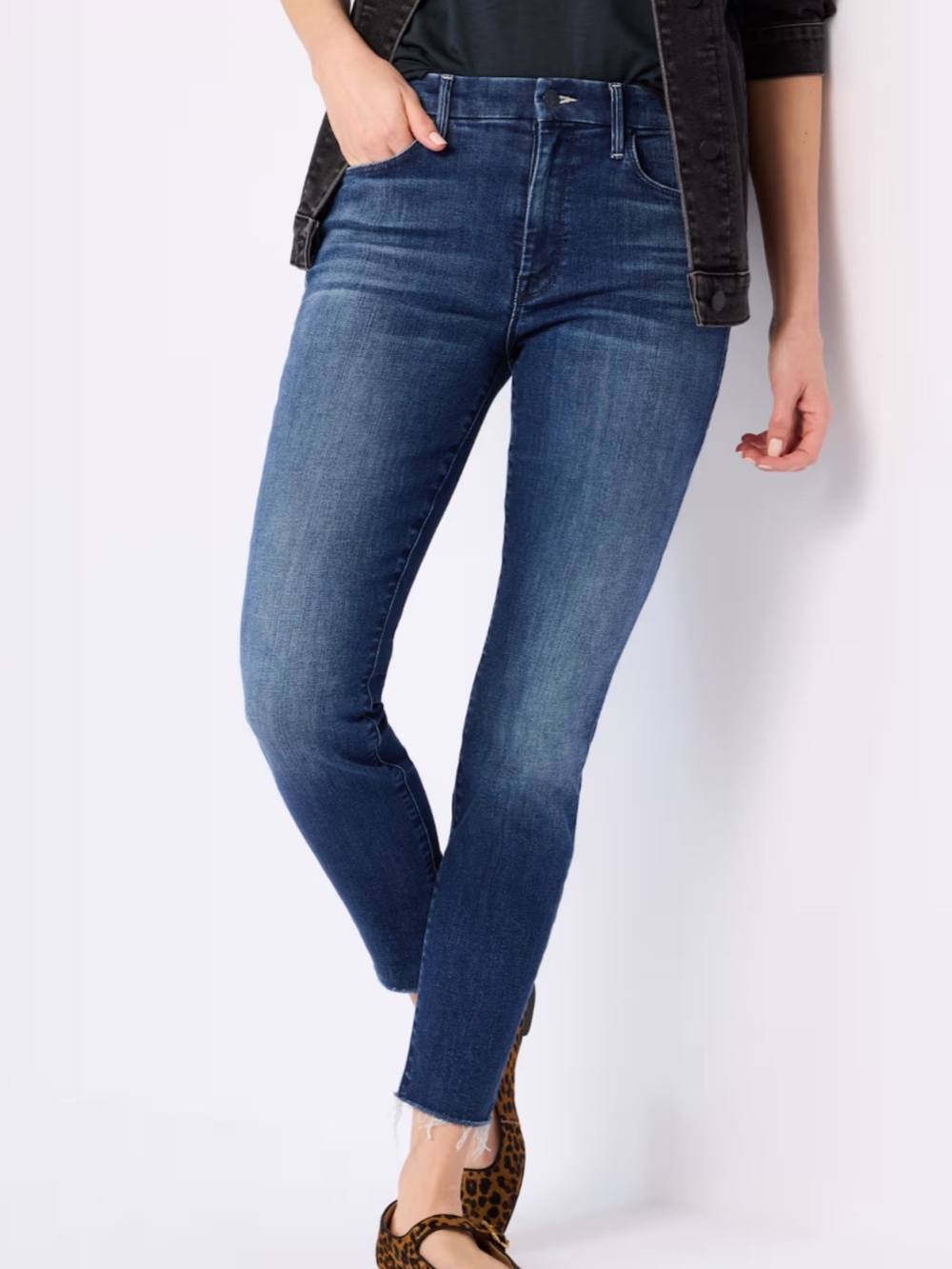 MOTHER The Looker High Rise Ankle Fray Skinny Jeans Size 25 Dark Wash